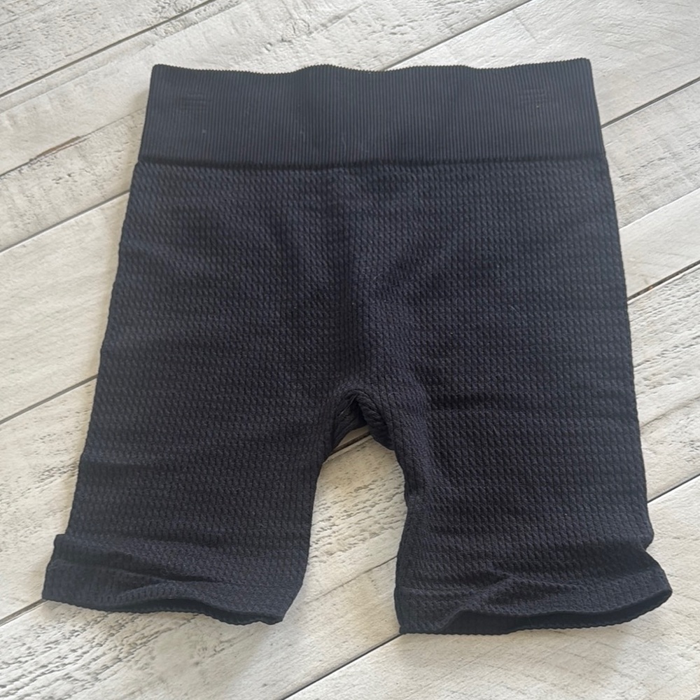 No Boundaries Black Bike Shorts with Textured Fabric and Wide Waistband